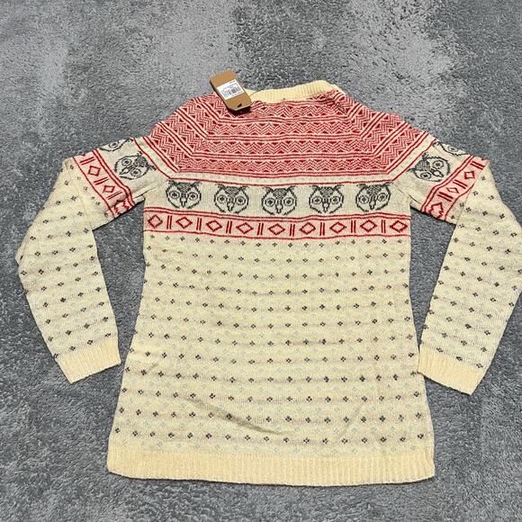 Woolrich Sweater Womens XS Mohair Wool Blend Fair Isle Owl Crew Neck - Picture 4 of 8
